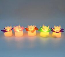 Decoration Candles/Led Diwali Decor Lotus Flower Candle (4 Pcs)