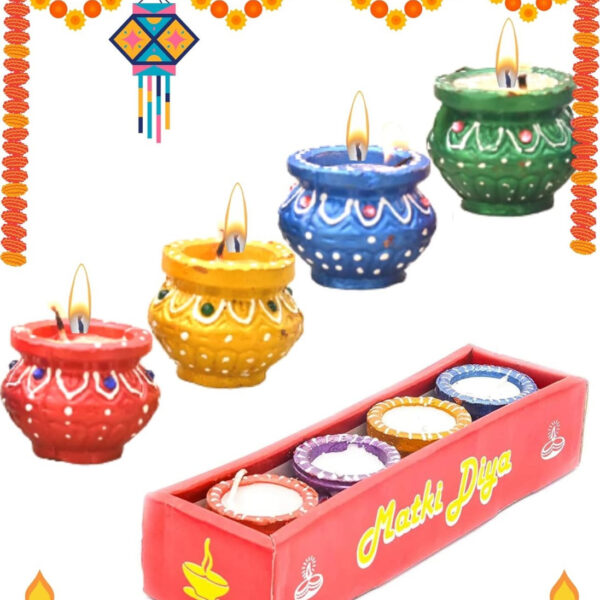 Matka Diya Candles Set Decoration Light (Pack Of 4)