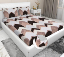 White -Grey -Black Cotton Elastic 160 TC King Bedsheet with 2 Pillow Covers