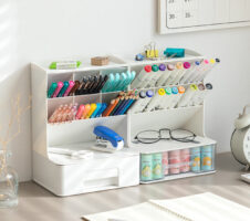 Office Table Accessories Pen Stand For Study Table Home,Office,School-1 Pc White - Plastic