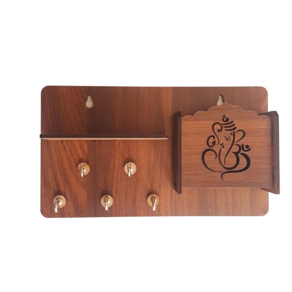 Ganesh Wooden Phone Stand & Keyholder