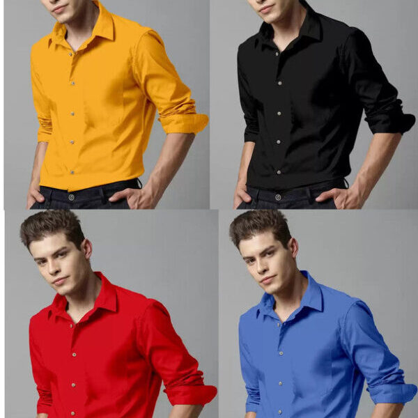 Combo of 4 Casual Shirts for Men (Multicolor, S)