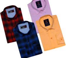 Combo of 4 Casual Shirts for Men (Multicolor, S)