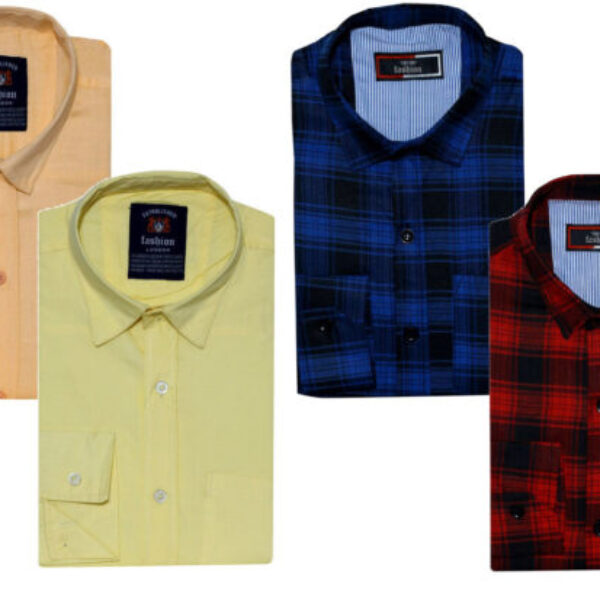 Combo of 4 Casual Shirts for Men (Multicolor, S)