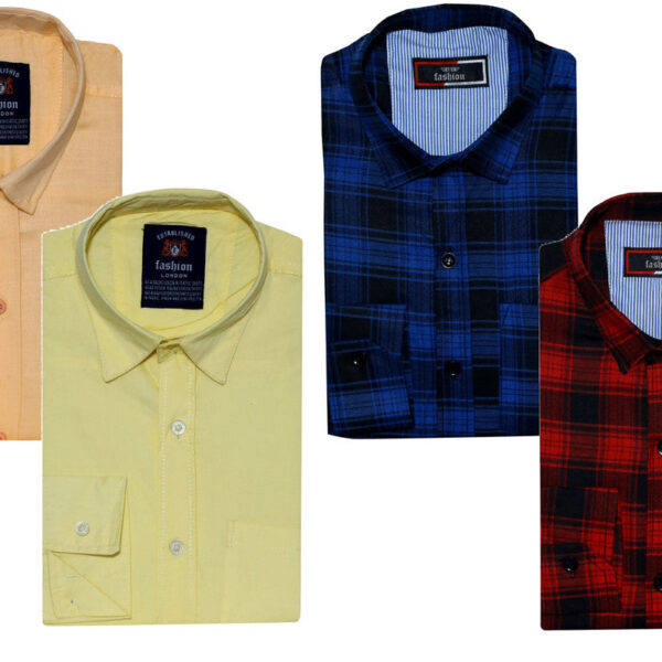 Combo of 4 Casual Shirts for Men (Multicolor, S)