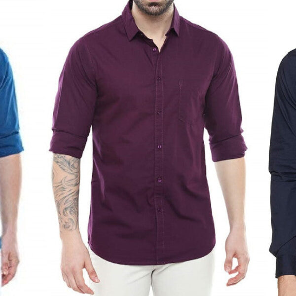 Combo of 3 Casual Men's Shirts (Multicolor, S)