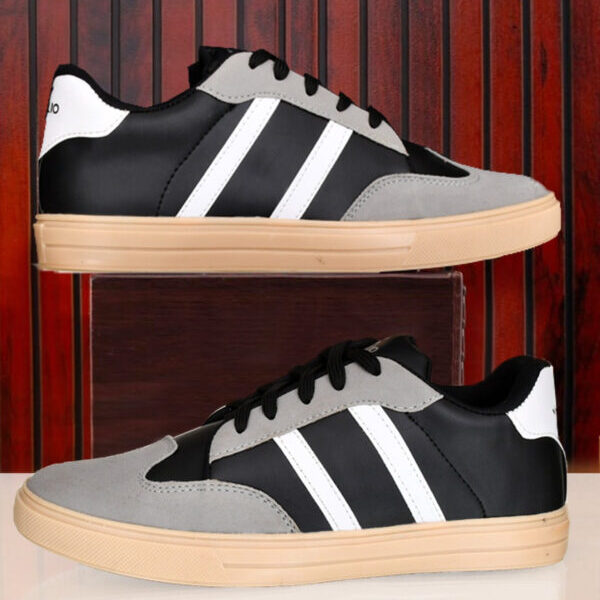 VATELIO Men's Black-Grey Stylish & Ligtweight Lace-Ups Casual Shoes 6