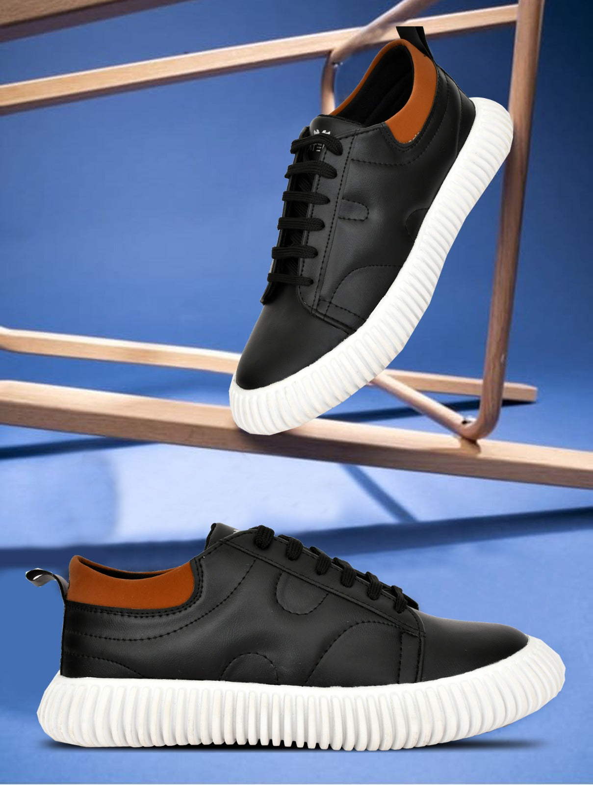 1740481846531-209 VATELIO Men's Black-White Lightweight & Comfortable Lace-Ups Casual Shoes 6 19380