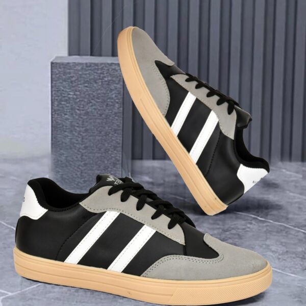 VATELIO Men's Black-Grey Stylish & Ligtweight Lace-Ups Casual Shoes 6