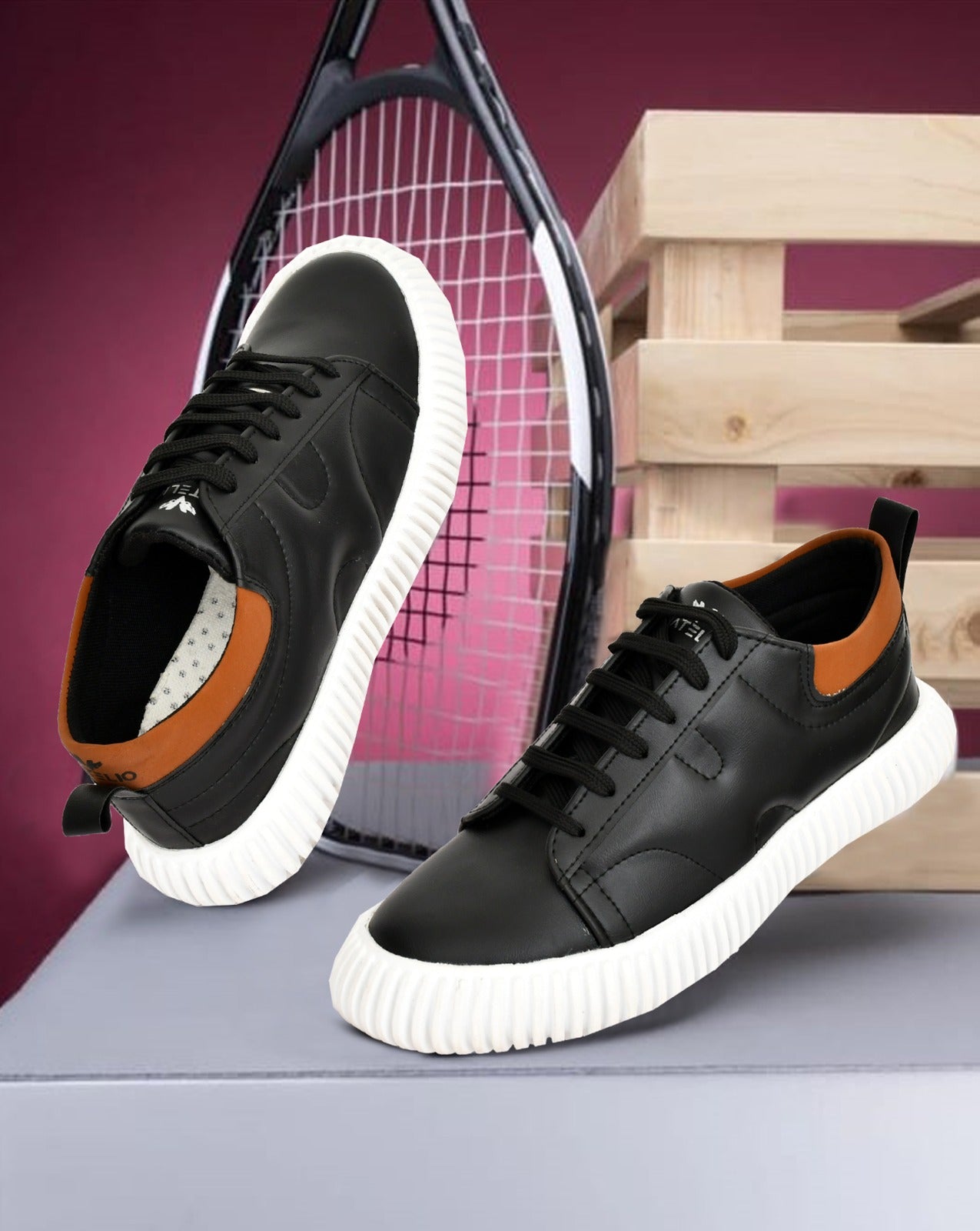 1740482342760-154 VATELIO Men's Black-White Lightweight & Comfortable Lace-Ups Casual Shoes 6 19380