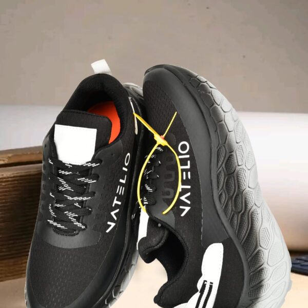 VATELIO Men's Black-Grey Lightweight, Trending & Gym Lace-Ups Casual Shoes 6