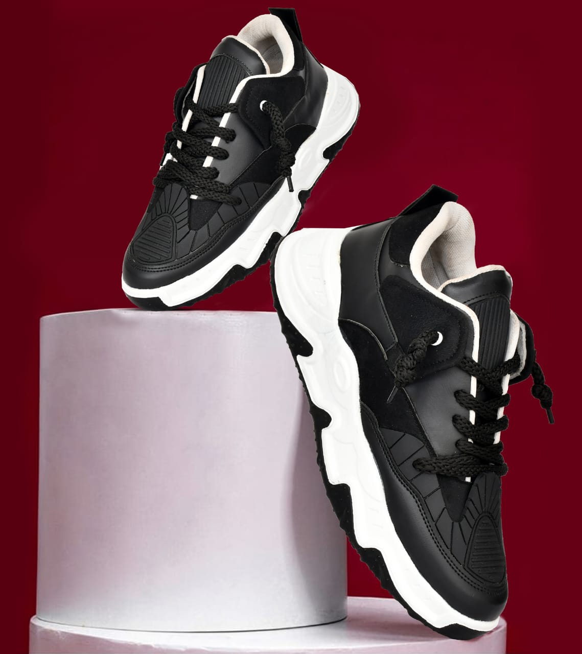 1740482345353-114 VATELIO Men's Black-White Comfortable & Trending Lace-Ups Casual Shoes 6 19380