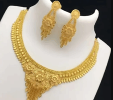 Jewellery Set Grand Look Gold Plated Necklace And Earring Set