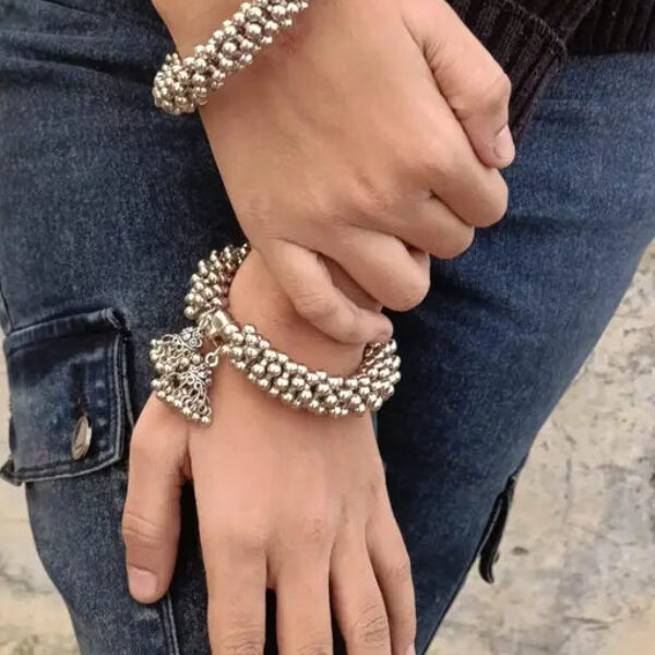 Silver Sterling Silver Kada (Pack of 2)