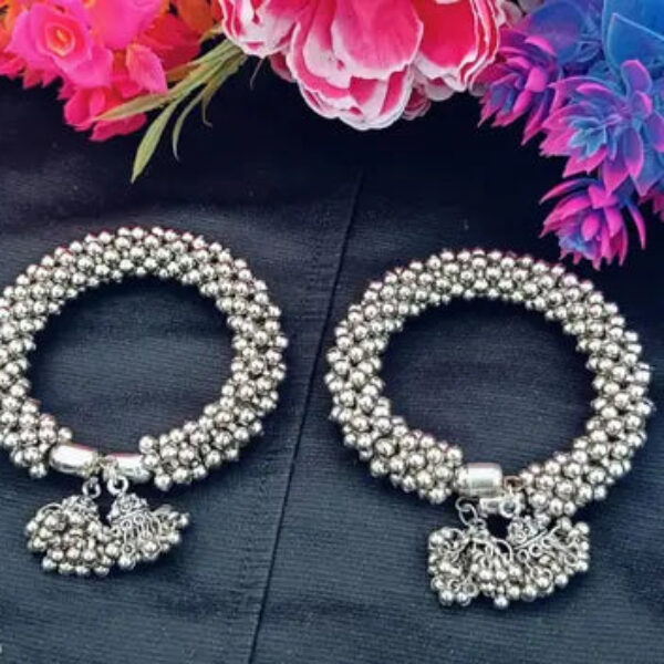 Silver Sterling Silver Kada (Pack of 2)