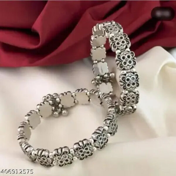 Silver Sterling Silver Kada (Pack of 2)