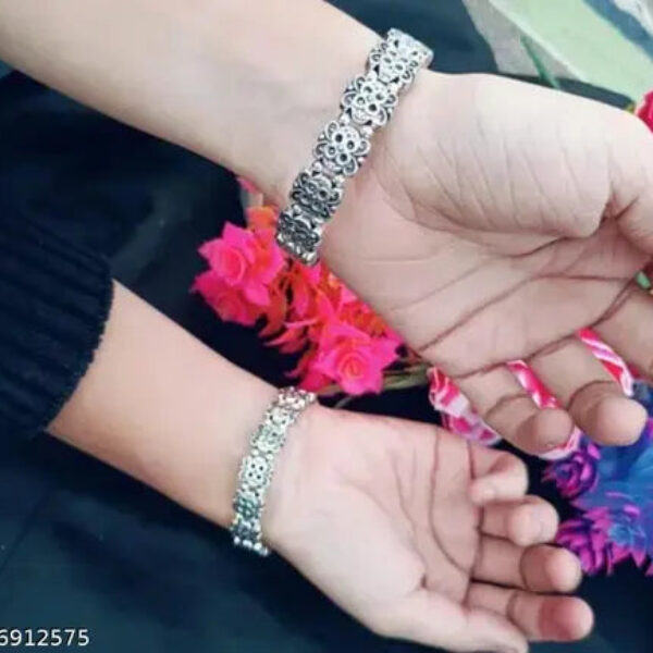 Silver Sterling Silver Kada (Pack of 2)