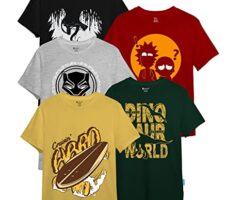 Pack of 5 Round Neck Printed Tshirt