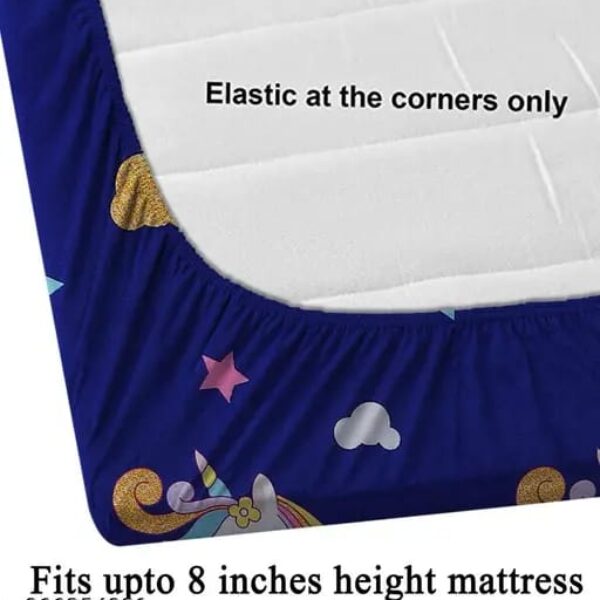 Super Soft Glace Cotton All Round Elastic Fitted Double Bed Bedsheet with 2 Pillow Covers-72x78x8