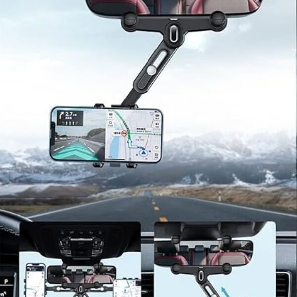 Phone Mount for Car, 2024 Upgraded Rear View Mirror Phone Holder, Universal Mount, Rotatable Phone Holder for Car Compatible