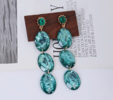 Silver Needle Vintage Geometric Ellipse Earrings