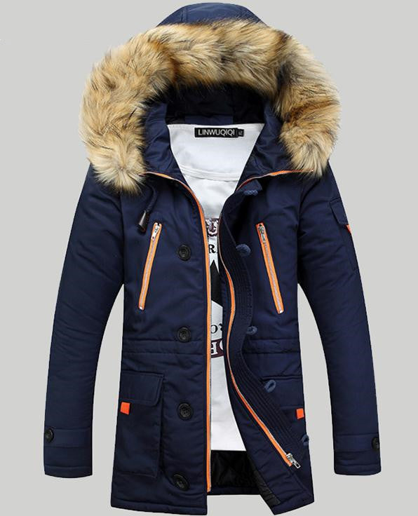 32382384961544 Autumn and winter thick padded jacket men's slim hooded padded jacket My Store