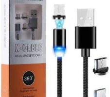 3 IN 1 MAGNETIC DATA CABLE 360 Degree Rotate 1.1 m Magnetic Charging Cable