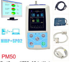 Blood Pressure Monitor SPO2 Probe Pulse Rate NIBP Recorder Software USB Data Store