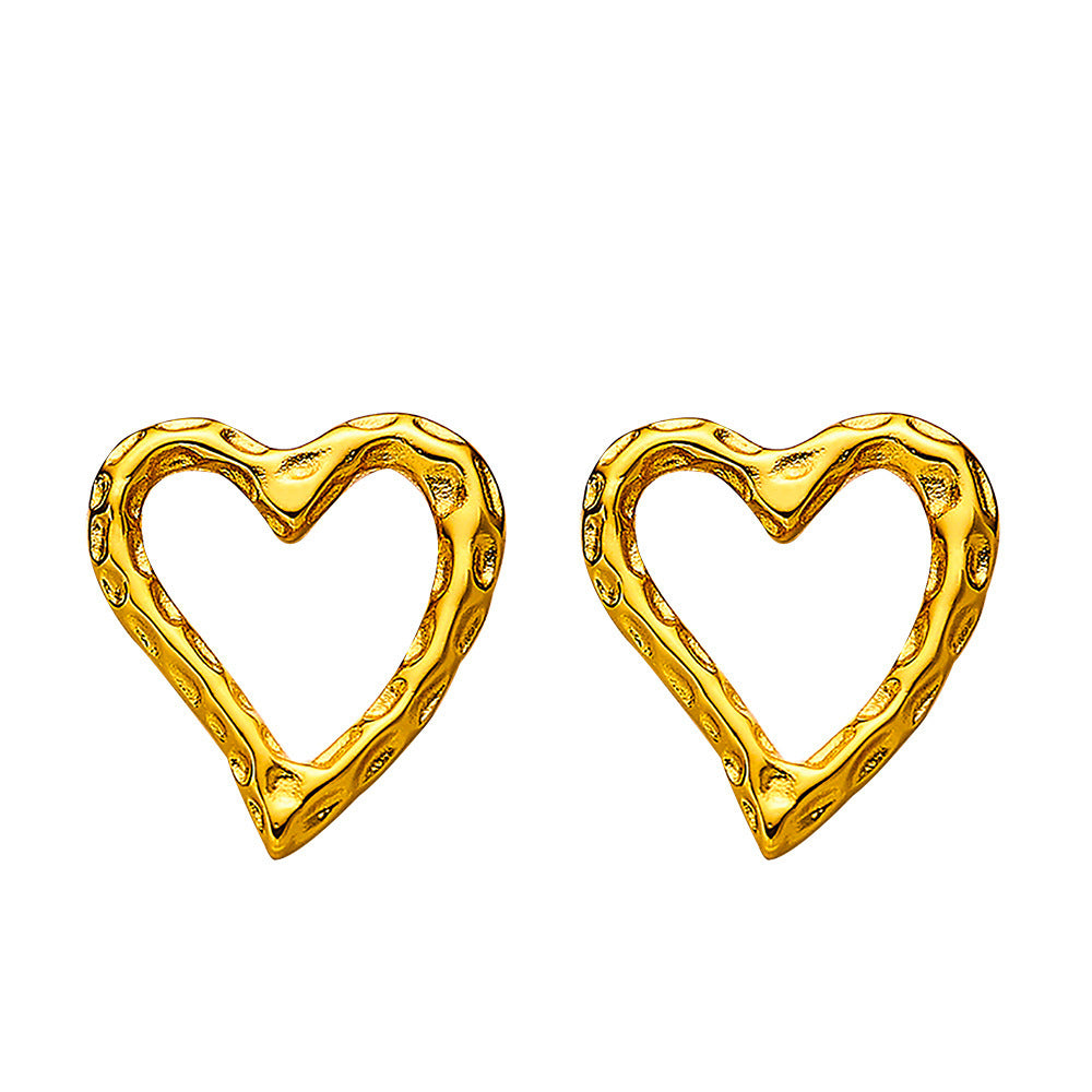 795779f5-1138-433f-8311-75d145f8fb62 Retro Gold Stud Earrings Simple Lava Heart Shape My Store