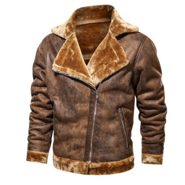 Retro Men Winter Suede Leather Jacket