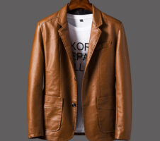 Leather Men's Autumn And Winter Jacket Thin Lapel