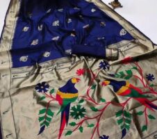 Banarasi Silk Saree With Blouse For Women (Blue, 6.3M)