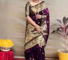 Banarasi Silk Woven Design Saree for Women (Blue, 6.3 m)