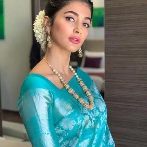 Banarsi Silk Saree For Women (Blue, 6.3m)