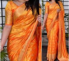 Banarsi Silk Saree For Women (Pink, 6.3m)