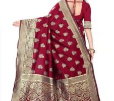 Banarsi Silk Saree For Women (Purple, 6.3m)