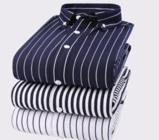 Men's Casual Business Vertical Striped Sleeved Button Up Dress Shirt (Pack of 3)