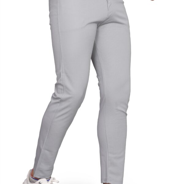 Light Grey Cotton Blend Formal Trousers Pants For Mens