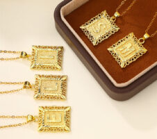 New Design Fashion Stainless Steel Letter Charm Necklace 18k Gold Plated