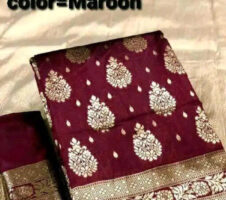 Banarsi Silk Saree For Women (Red, 6.3m)