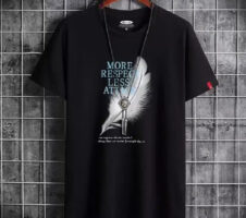 Printed Half Sleeves T-Shirt for Men (Black, L)