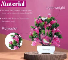 Artificial Bonsai Plant with Pot & Light (Pink & Green, 23 cm)