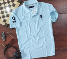 Half Sleeves Casual T-shirt for Men (Aqua Blue, M)