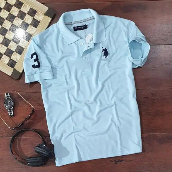 Half Sleeves Casual T-shirt for Men (Aqua Blue, M)