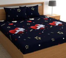 Double Bedsheet with 2 Pillow Covers (Blue, 85x85 inches)