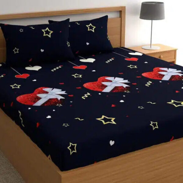 Double Bedsheet with 2 Pillow Covers (Blue, 85x85 inches)