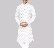 Cotton Kurta for Men (White, S)