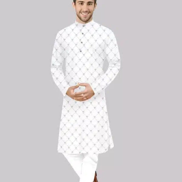 Cotton Kurta for Men (White, S)