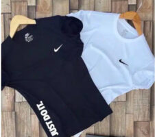 Half Sleeves T-Shirt for Men (White & Black, M) (Pack of 2)