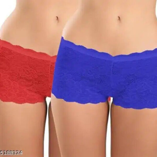 Net Briefs for Women (Red & Blue, XXXL) (Set of 2)